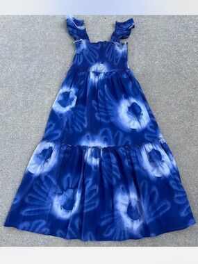 Tuckernuck dress Rory flutter sleeve midi tie dye blue women’s S